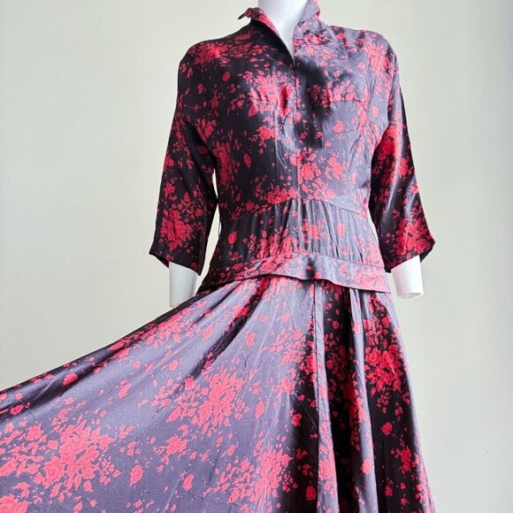 Vintage A Dress Town 50s does 40s Midi Floral Dress S - Picture 8 of 12